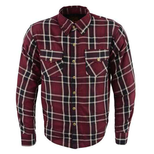 Milwaukee Leather Men's Ironfang Multi/Color CE Armored Flannel Shirt with Aramid Reinforced Zones - MPM1640
