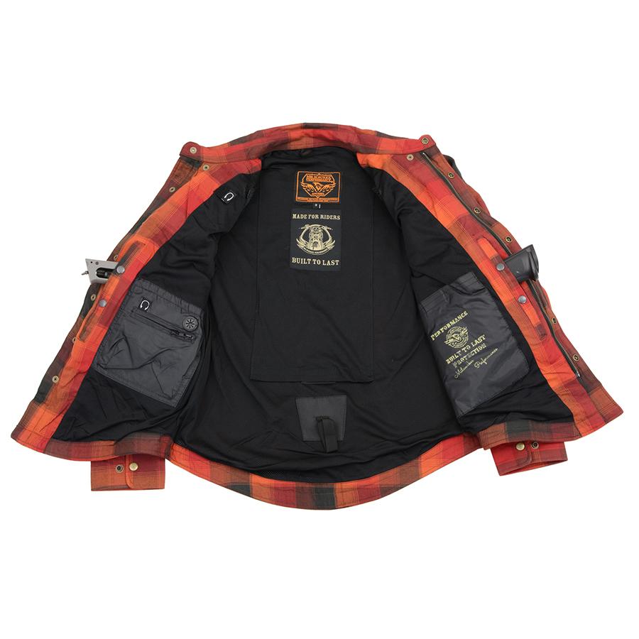 Milwaukee Leather Men's Firestorm Multi/Color CE Armored Flannel Shirt with Aramid Reinforced Zones - MPM1641