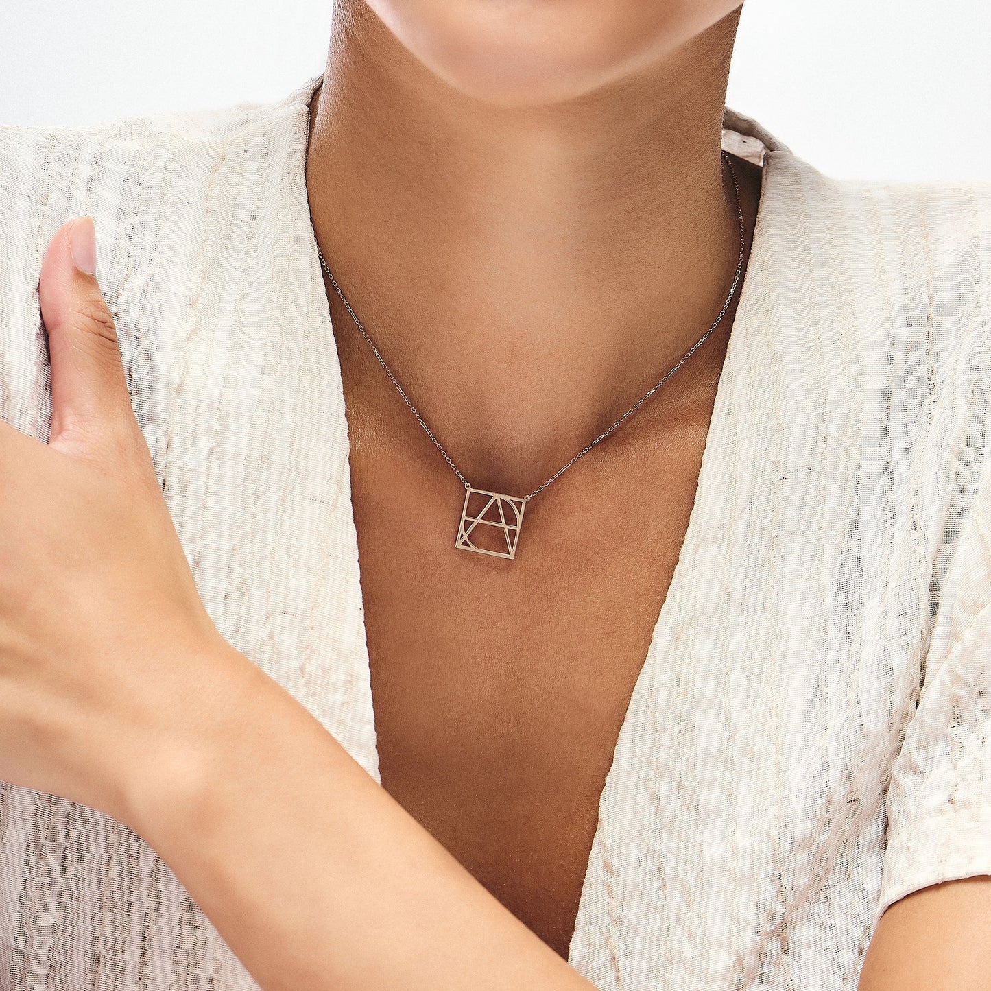 Name Logo Necklace - White Gold