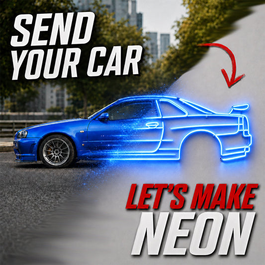 Your Personalized Metal Neon Car Wall Art - (Side view)