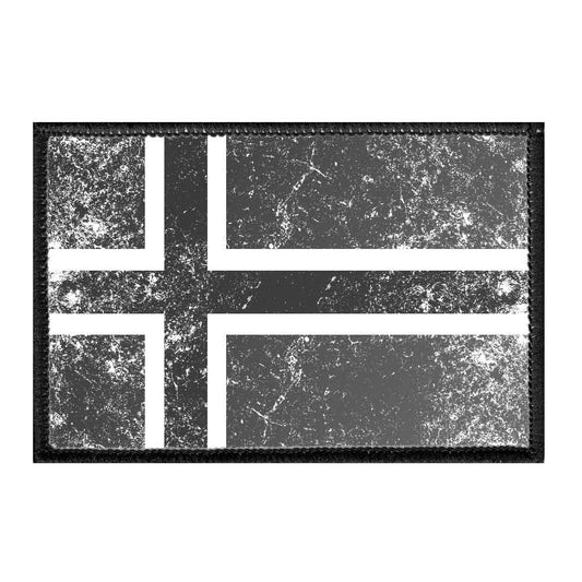 Norway Flag - Black and White - Distressed - Removable Patch