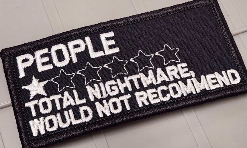 ASOS - PEOPLE Total Nightmare Would Not Recommend - 2x4 Patch - Black w/White
