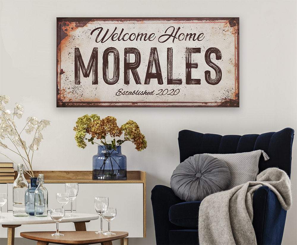 Personalized - Family Name Rusty Metal - Canvas