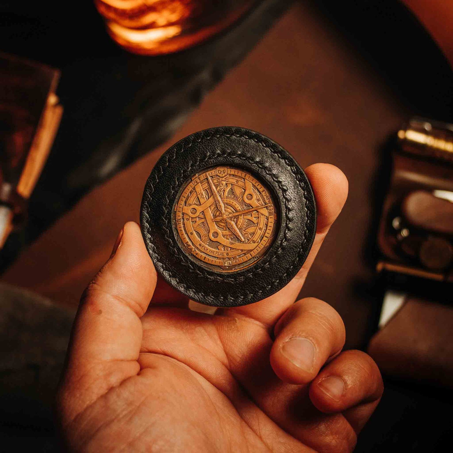 Pirate Goods Peso Pocket v2 Coin Holder – Round Leather Challenge Coin Case for EDC