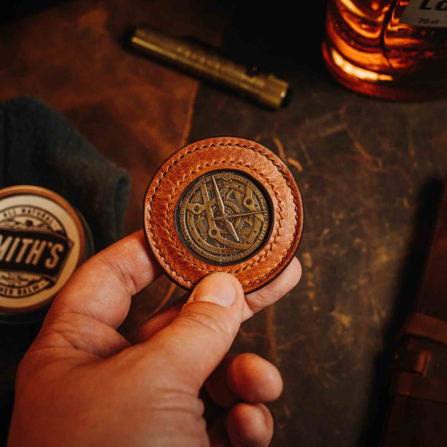 Pirate Goods Peso Pocket v2 Coin Holder – Round Leather Challenge Coin Case for EDC