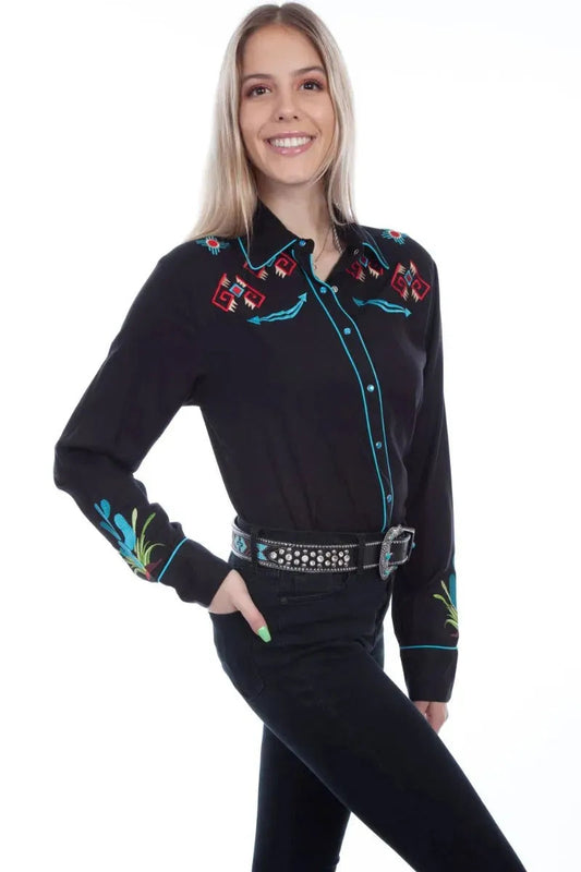 Scully Cactus Embroidery - Womens Western Shirt