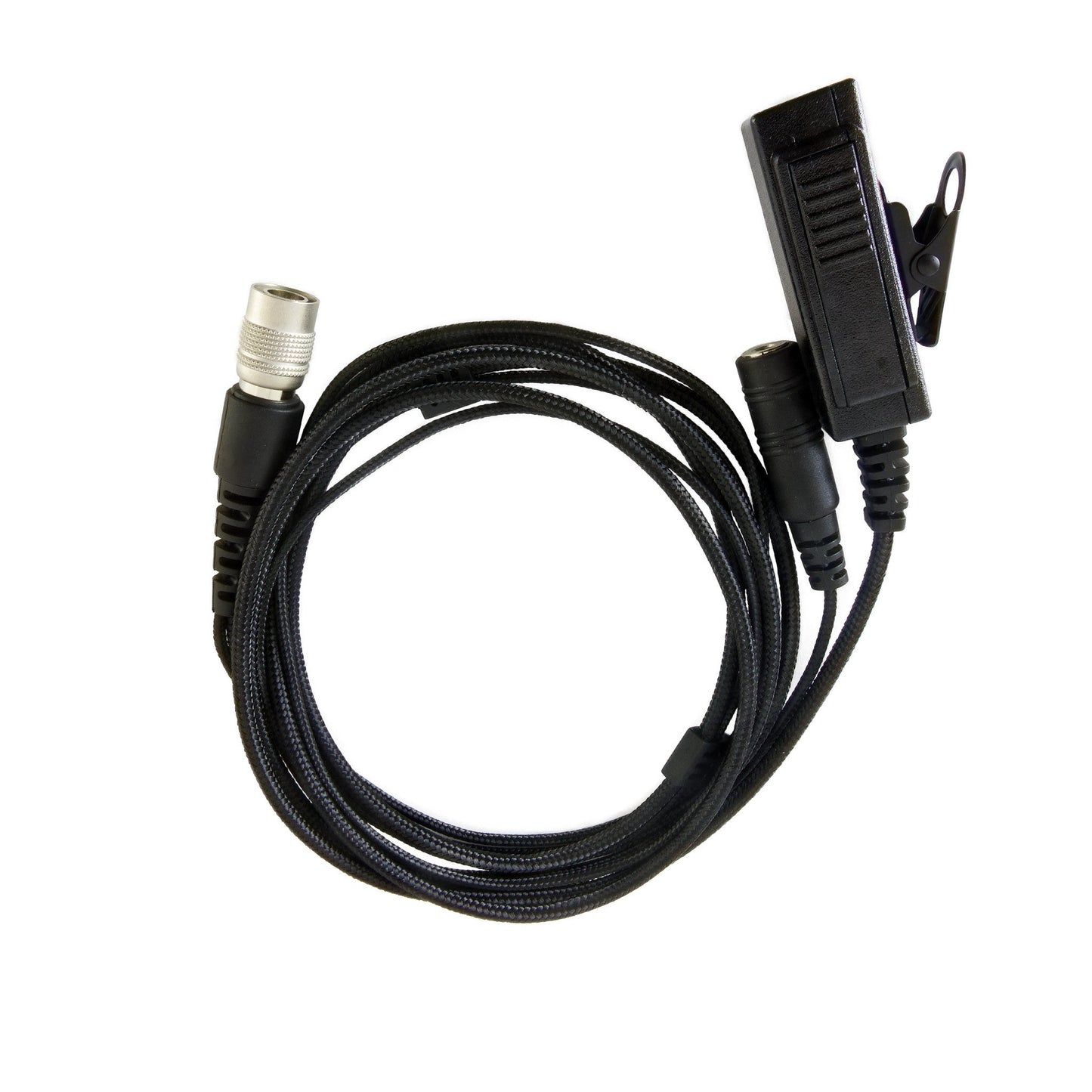 Braided Fiber Tactical Mic & Invisible Series Tubeless Earpiece Complete Kit w/ Quick Disconnect (Hirose) - Harris, Thales, Tri, PRC, Falcon Series, MBITR Series, (6 Pin NATO U229/U329 Connector)