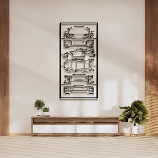 911 GT2 RS Quad Profile Metal Frame Silhouette - MT1462