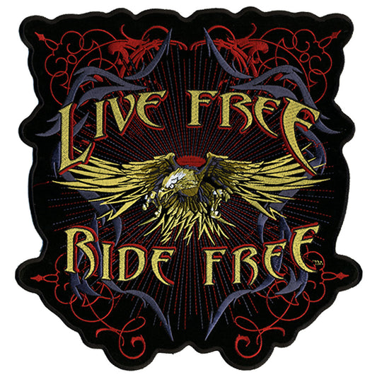 Hot Leathers Evil Eagle Live Free Embroidered Patch - 5" W x 5" H - Iron-On or Sew-On - PPA4017
