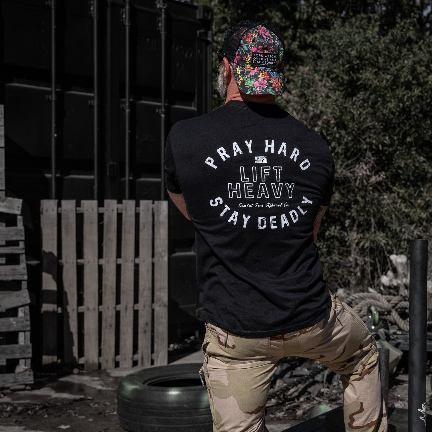 Pray Hard. Lift Heavy. Stay Deadly. Men's T-Shirt