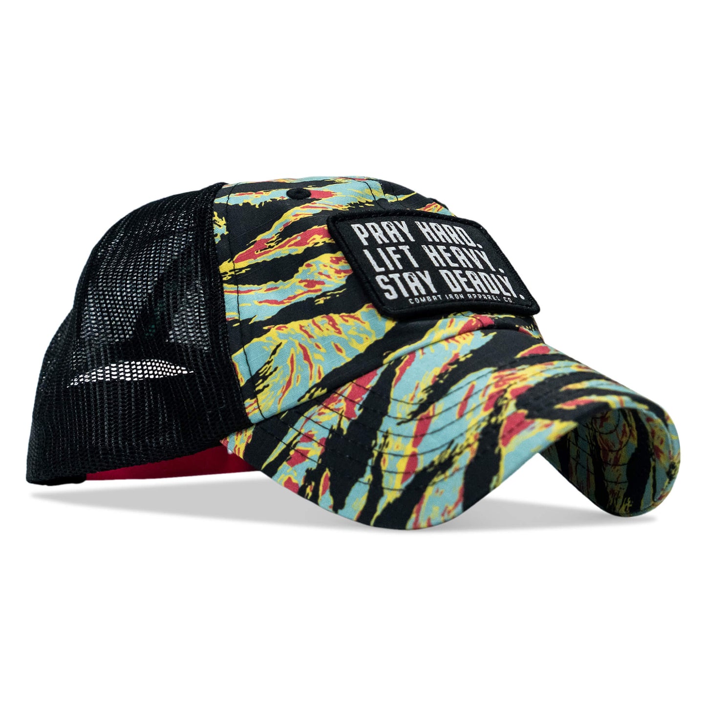 Pray Hard. Lift Heavy. Stay Deadly. Patch Tactical Ripstop Mesh Snapback Hat