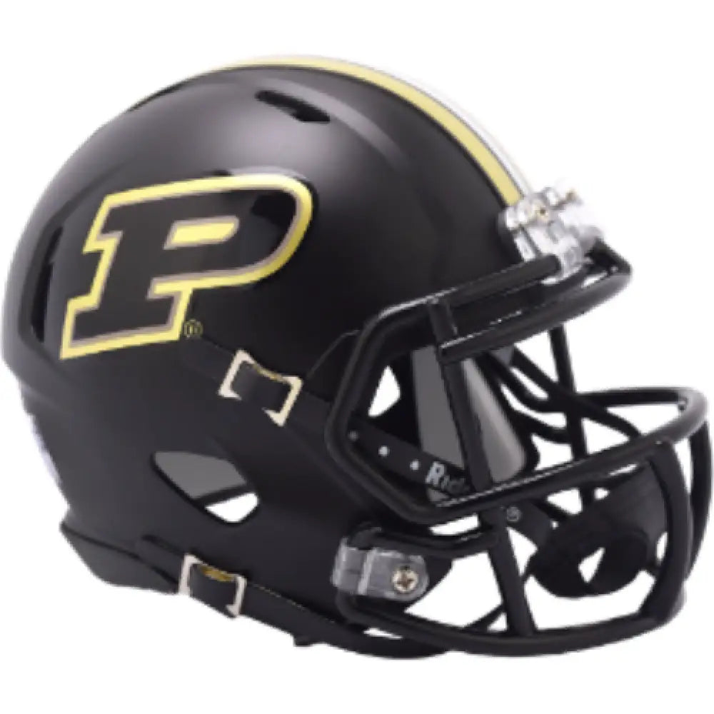 Purdue Boilermakers NCAA Mini Chrome Speed Football Helmet Gloss Black- NCAA