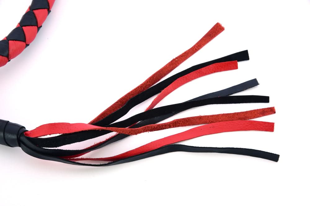 GBW23 Leather Biker Whip-Red/Black
