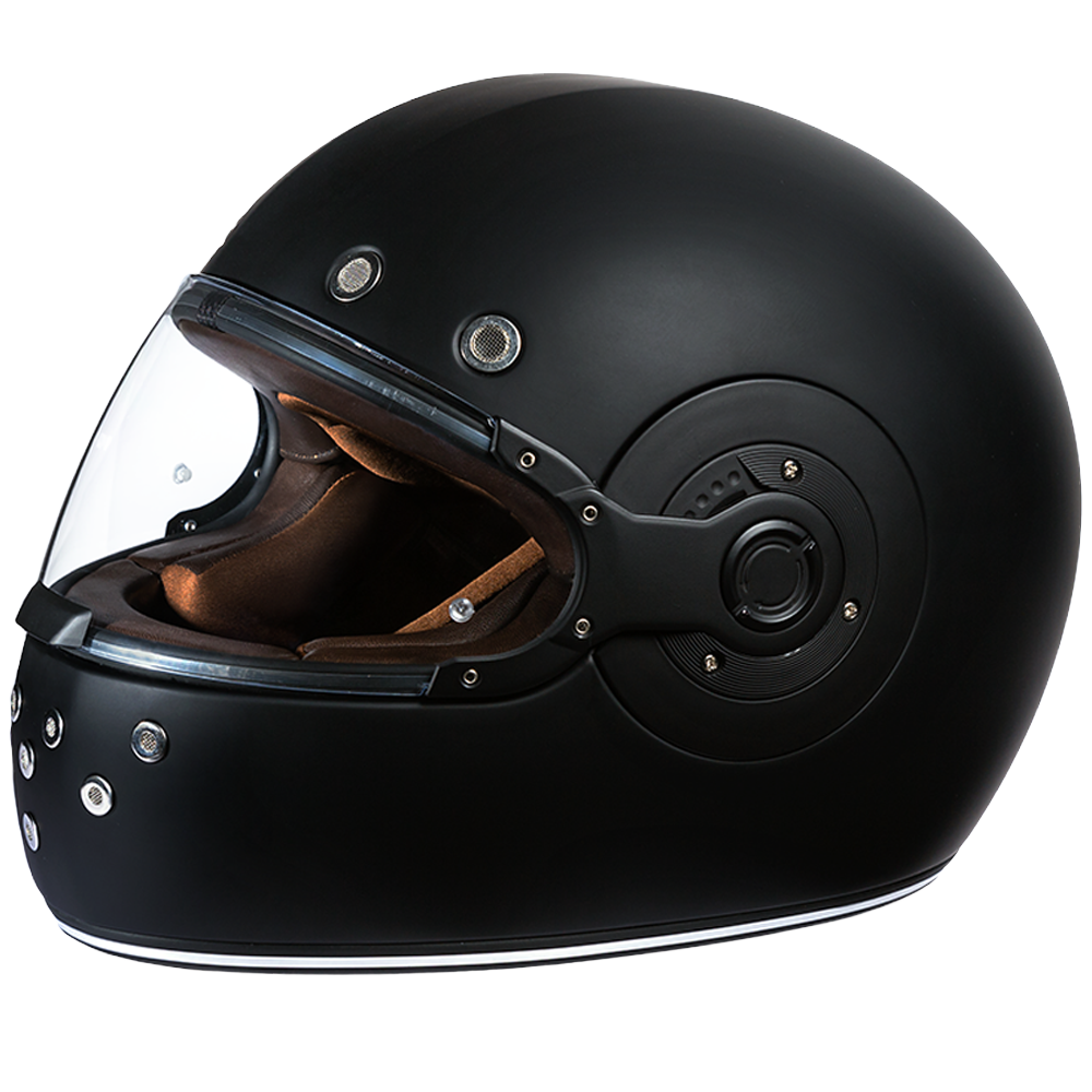 D.O.T. & ECE Daytona Retro Full Face Motorcycle Helmet: Vintage Style for Men, Women, & Youth - Dull Black W/ Dull Black Accents