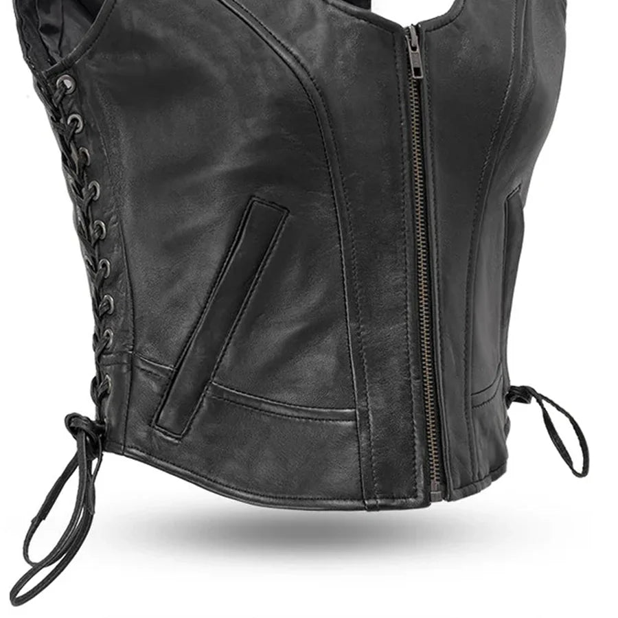 Raven Women's Motorcycle Leather Vest