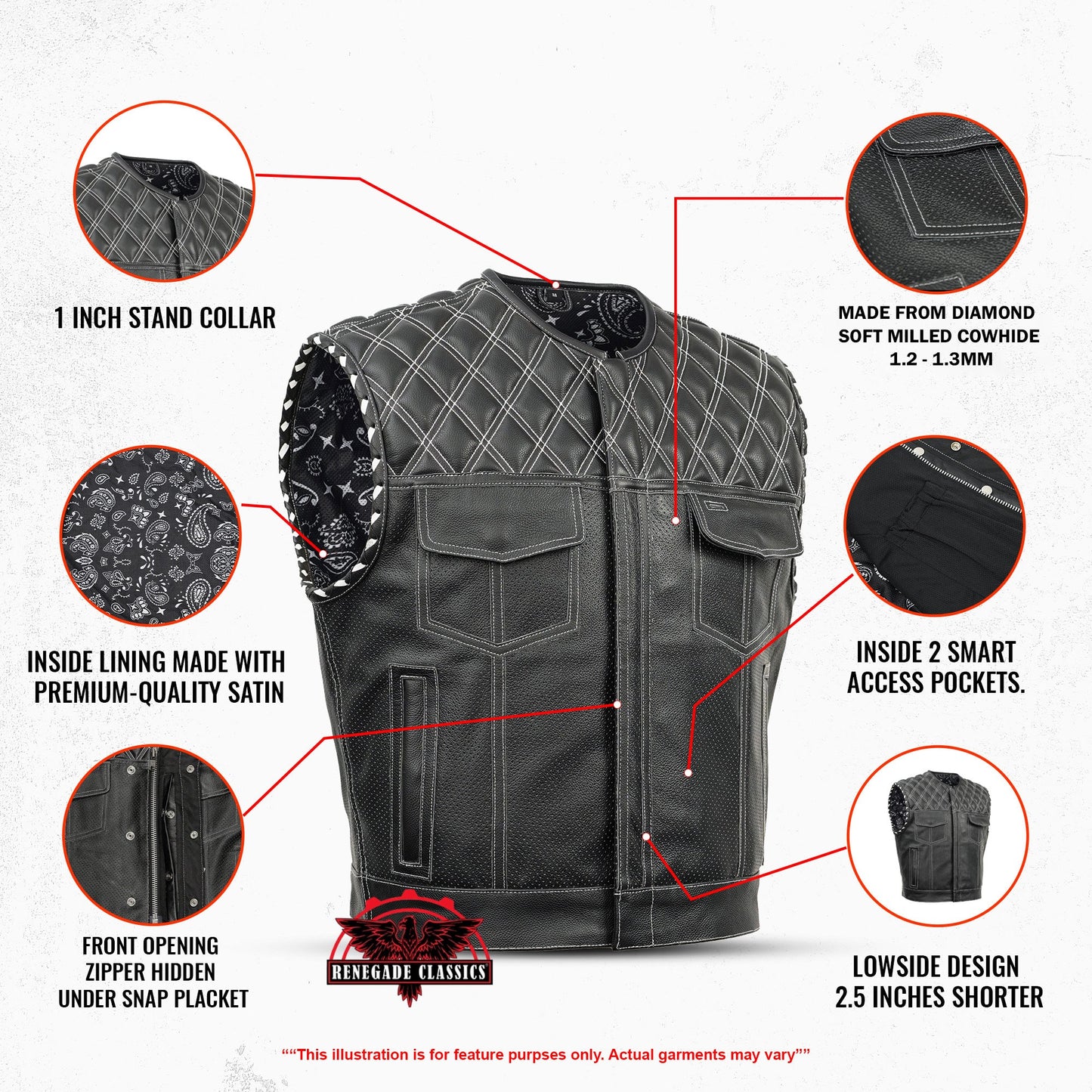 Blaze Lowcut Chrome Phantom Men's Leather Vest