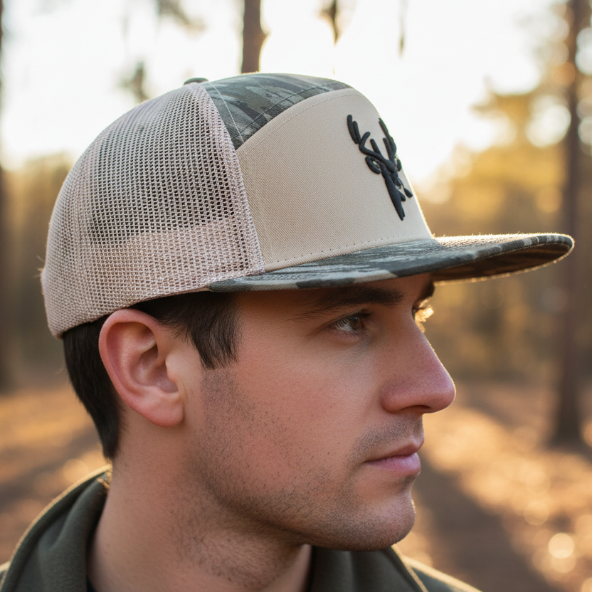 Realtree Legacy Camo 7 Panel Buck Logo Hat