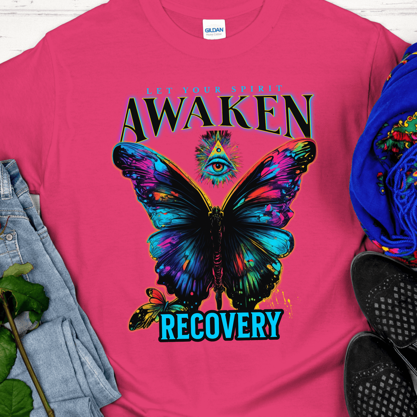 Recovery T-Shirt | Inspiring Sobriety |  Spirit Awaken Butterfly