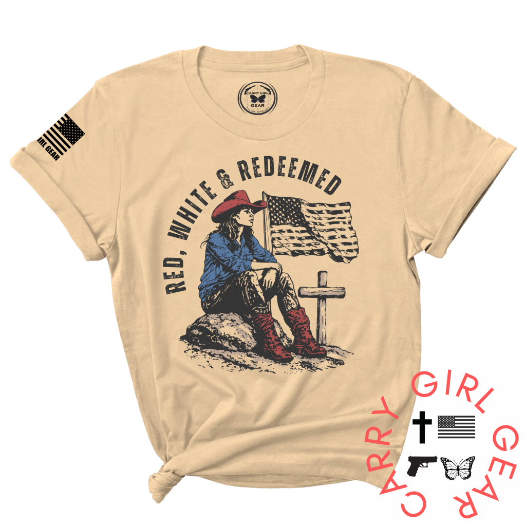 RED, WHITE & REDEEMED TEE