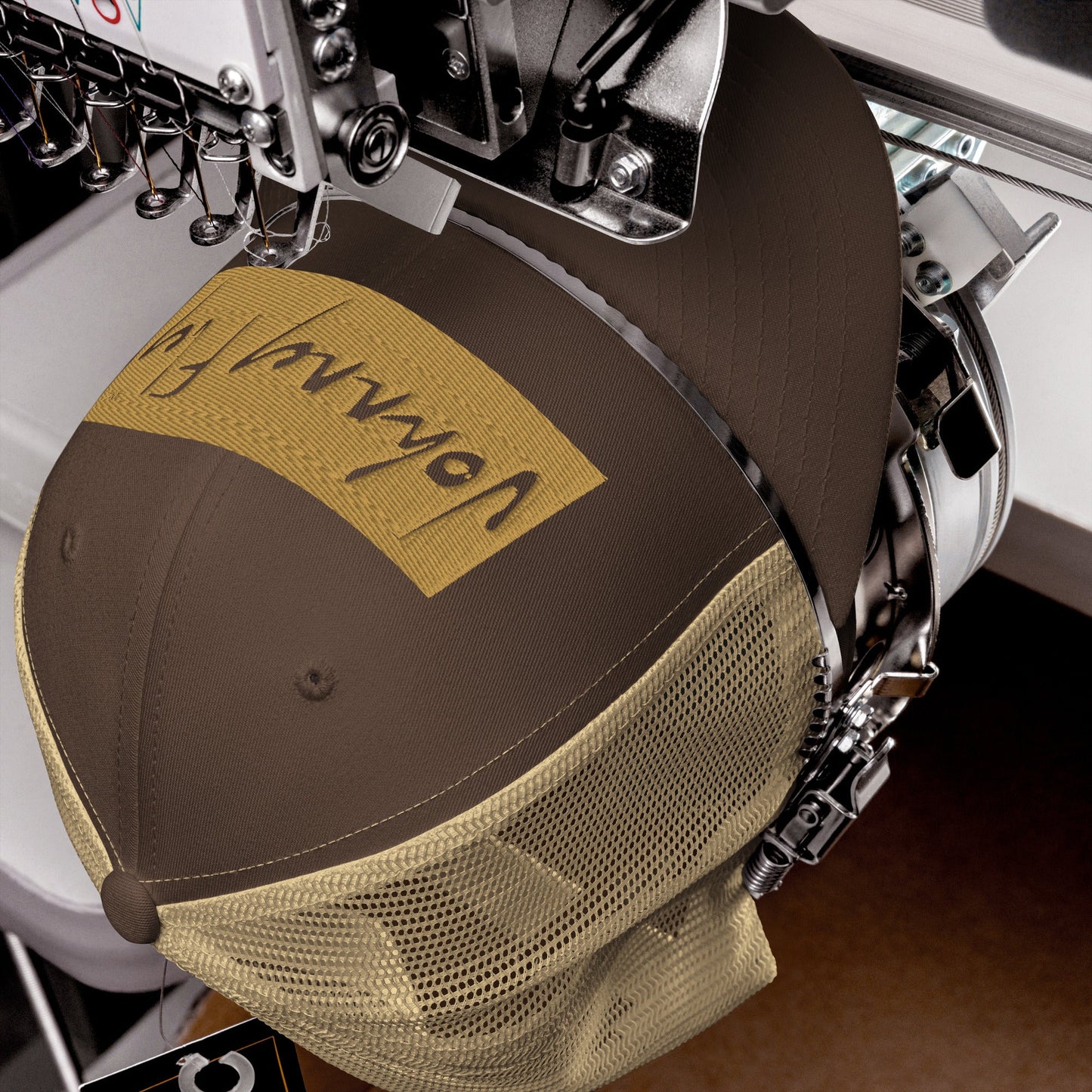 Block Logo Trucker Cap || Sand