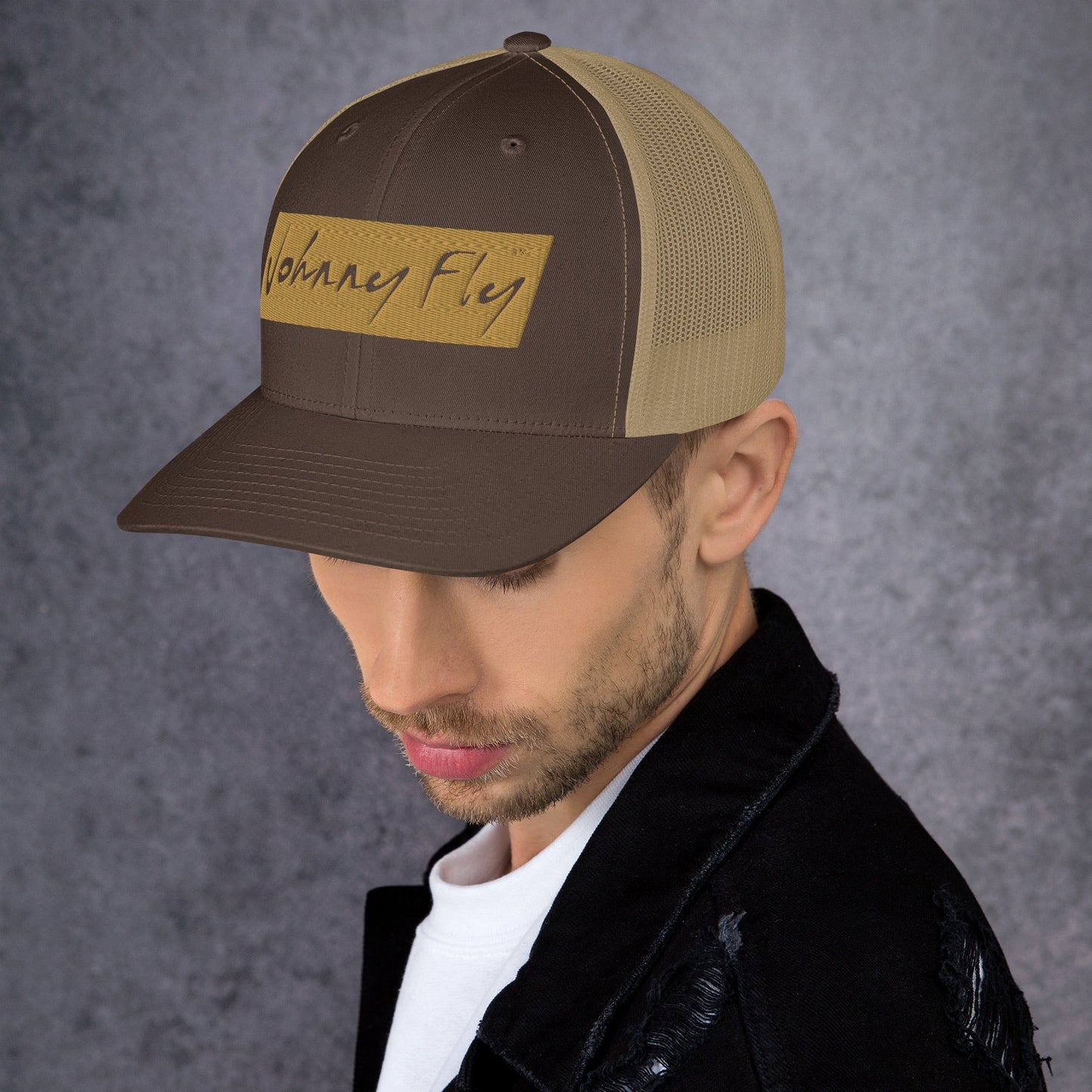 Block Logo Trucker Cap || Sand
