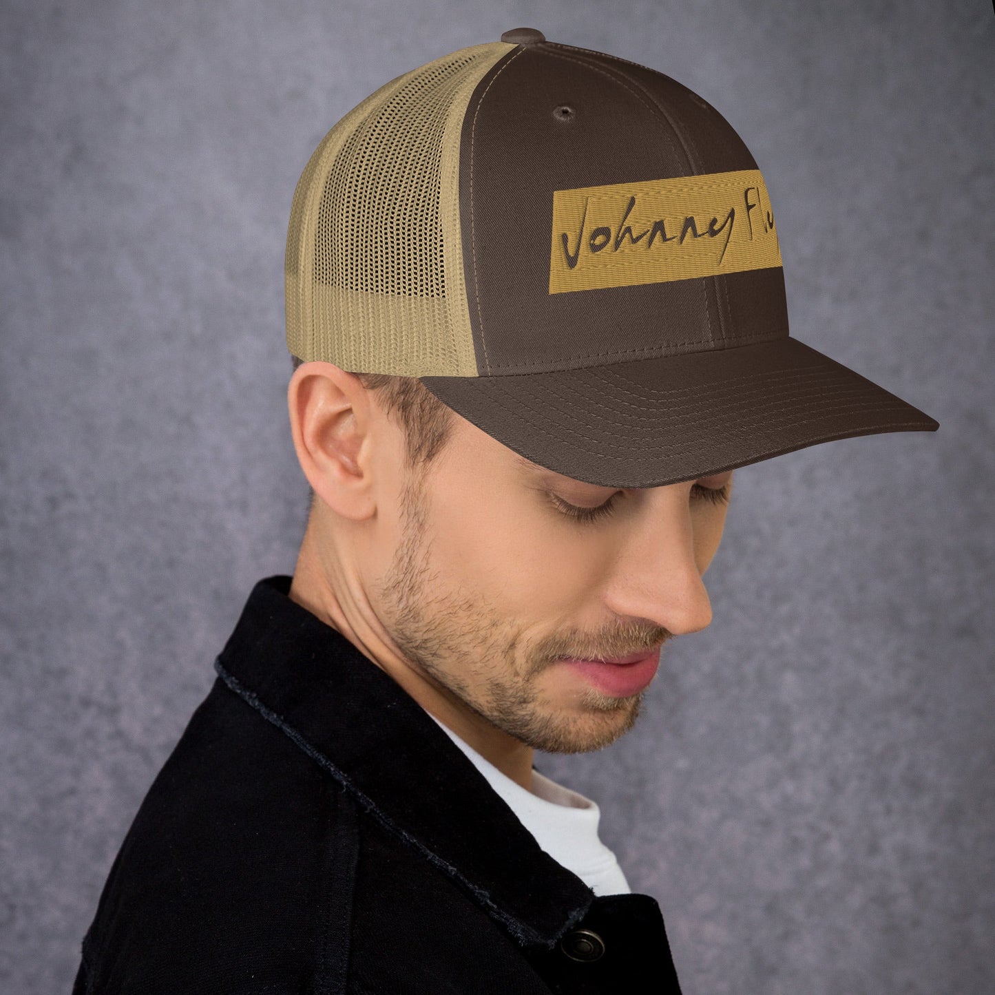 Block Logo Trucker Cap || Sand