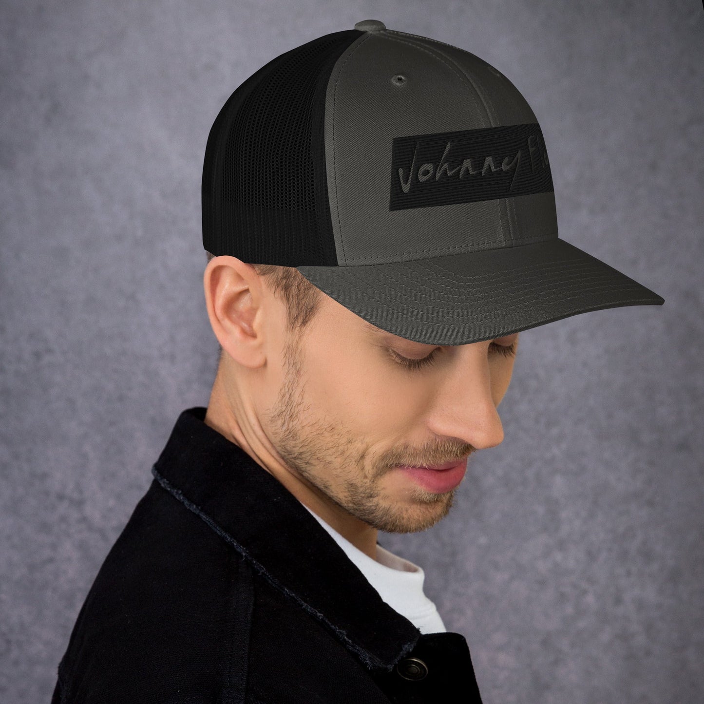 Block Logo Trucker Hat || Grey