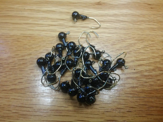 35 pk. 1/16 oz. Cam's Black  Painted Jigs with Collar and #4 Gold "NASTY BEND HOOKS"