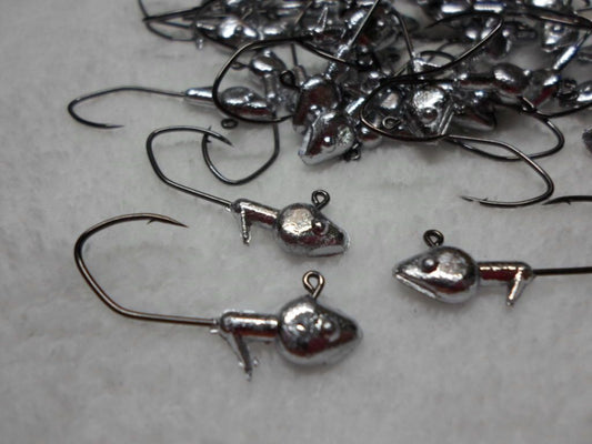 35ct. - 1/16oz. Cam's Unpainted Minnow Head w/#1 Black Nickel(Laser Sharp) Nasty Bend Hooks