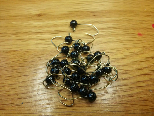 35 pk. 1/16 oz. Cam's "Black" Painted Ball only  #2 Gold "NASTY BEND HOOK"
