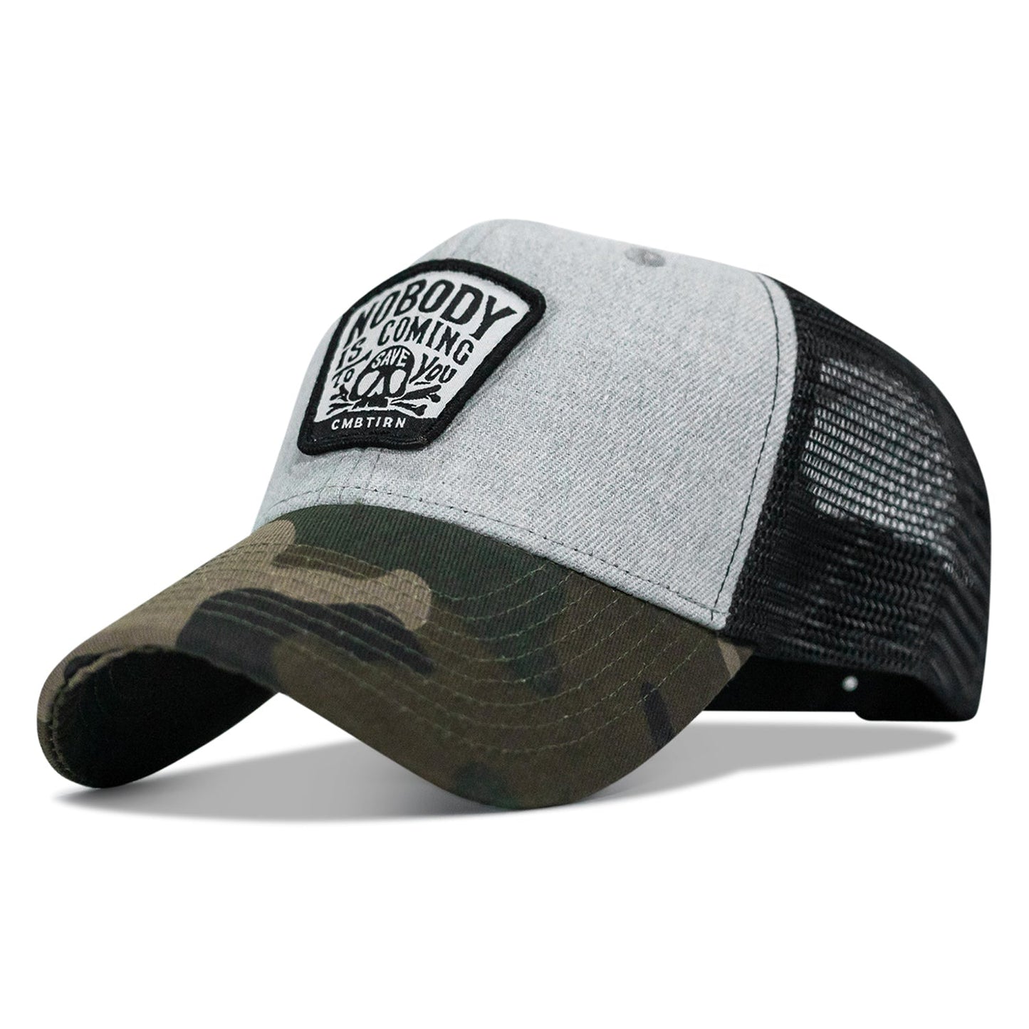 Nobody Is Coming To Save You Skull Patch Snapback Hat