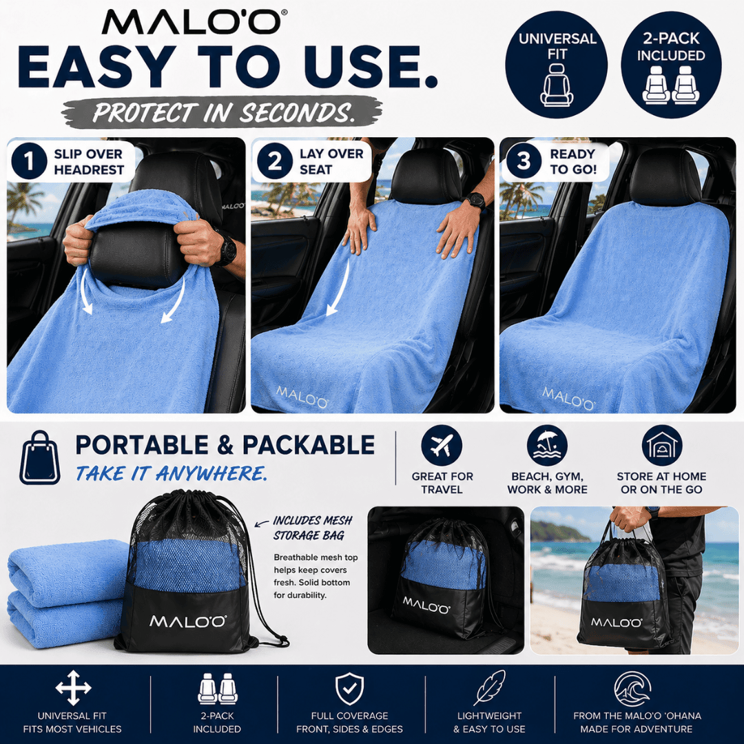SeatGuard Terry Cloth Car Seat Cover (2-Pack) – Soft, Absorbent Seat Protector for Beach, Gym & Travel