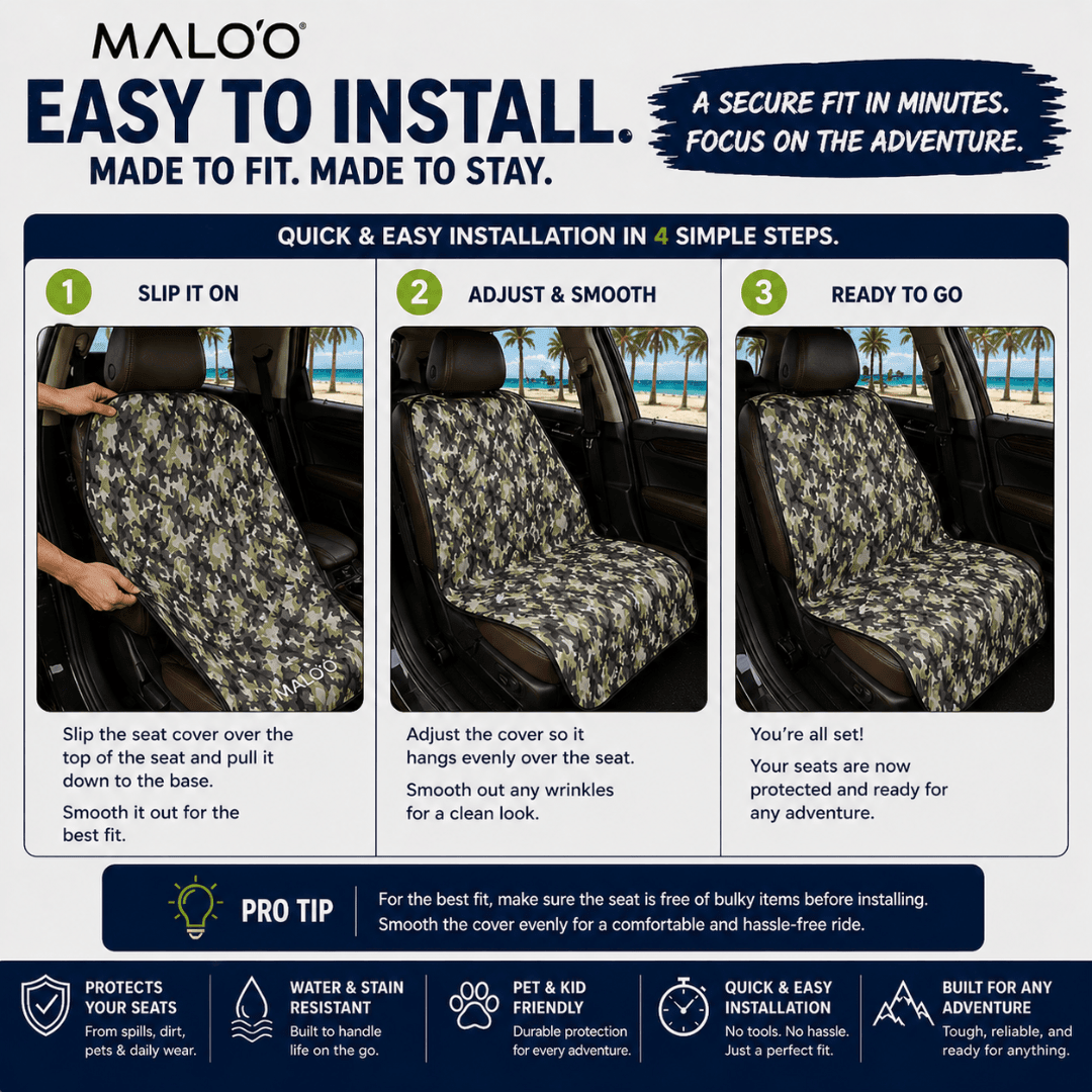 SeatGuard Waterproof Car Seat Cover (2-Pack) – Durable Seat Protector for Beach, Gym & Pets