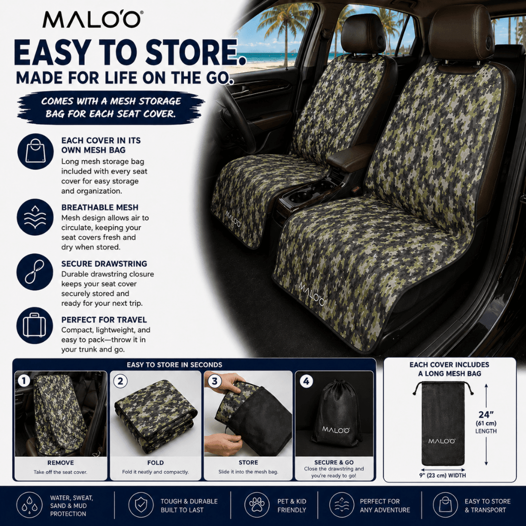 SeatGuard Waterproof Car Seat Cover (2-Pack) – Durable Seat Protector for Beach, Gym & Pets