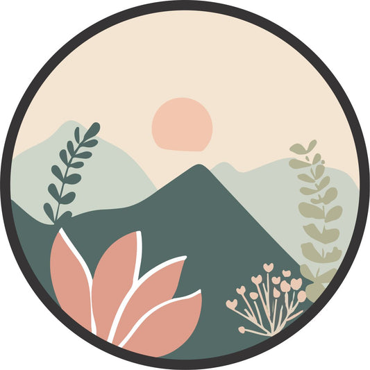 Pastel Pink & Teal Mountain Floral Landscape Spare Tire Cover Design â€¢ Jeep, Bronco, Campers, RV, Vans, & More
