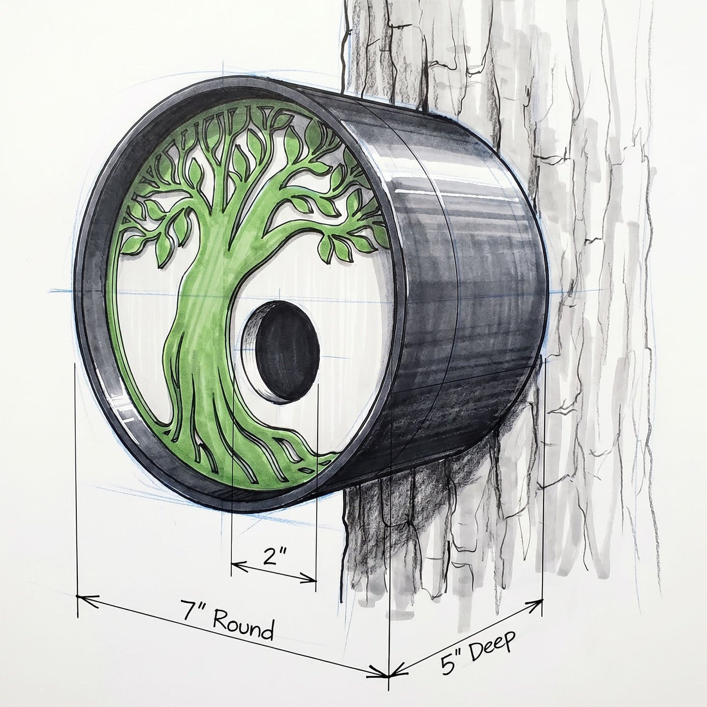 ADG42 Tranquil Tree Modern Round Birdhouses
