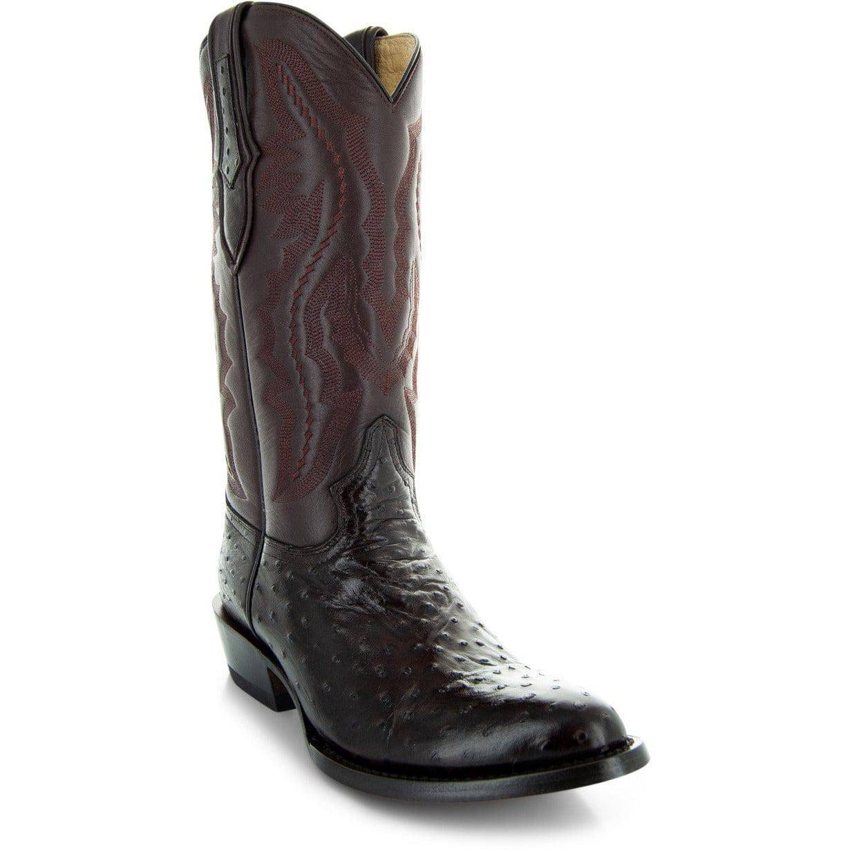 Men's  Brown Ostrich Print Cowboy Boots (H7002)