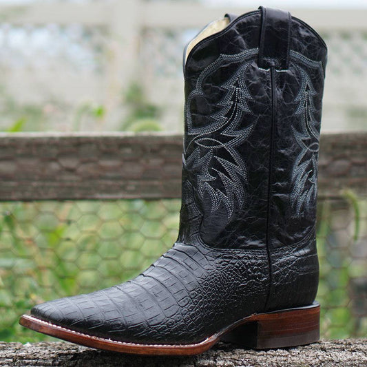 Black Caiman Belly Print Men's Cowboy Boots H4001