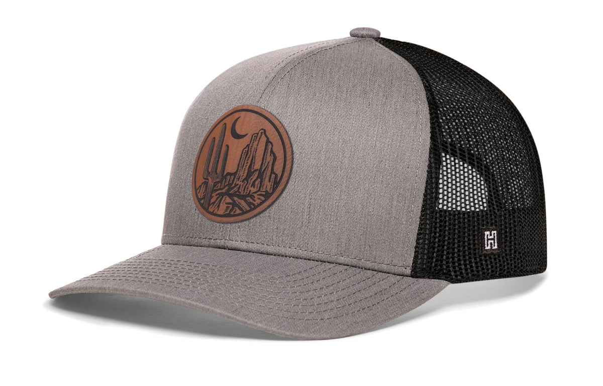 Southwest Sunset Trucker Hat  |  Faux Leather Desert Snapback