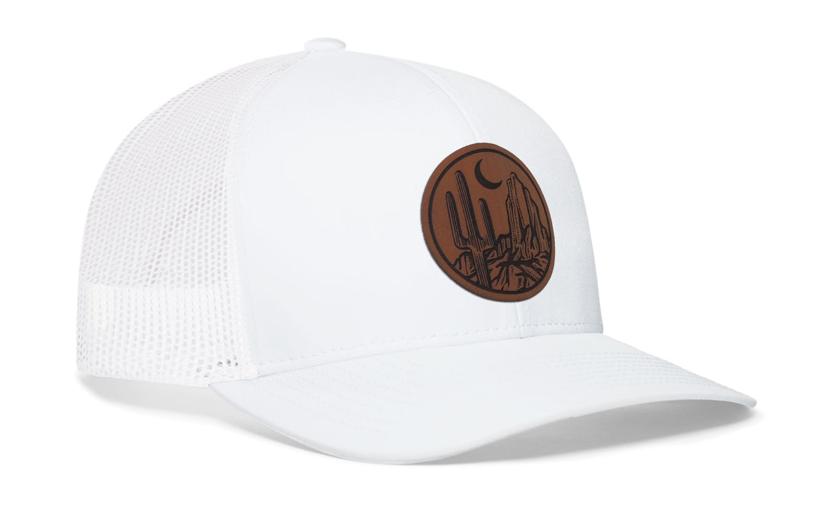 Southwest Sunset Trucker Hat  |  Faux Leather Desert Snapback