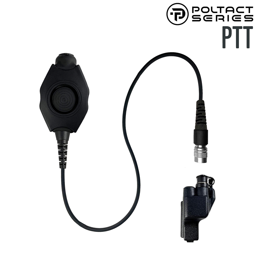 Tactical Radio Amplified PTT(Straight Cable) for Headset w/ Quick Disconnect (Hirose): NATO/Military Wiring, Ops-Core, OTTO, Select Peltor Models, Helicopter - Motorola: XTS Series, HT/JT1000, MT/MTS2000, MTX838/900/8000/9000, PR1500 & More