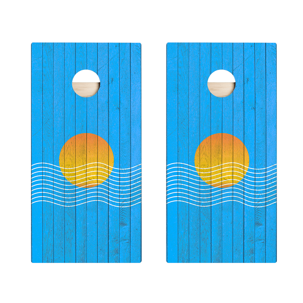 Sunset Waves Star Cornhole Boards