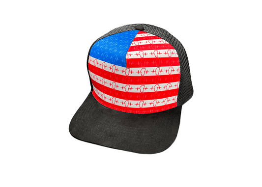 Tahoe Hat - Trucker Hat - Suede - Black - American Flag - Trucker Mesh