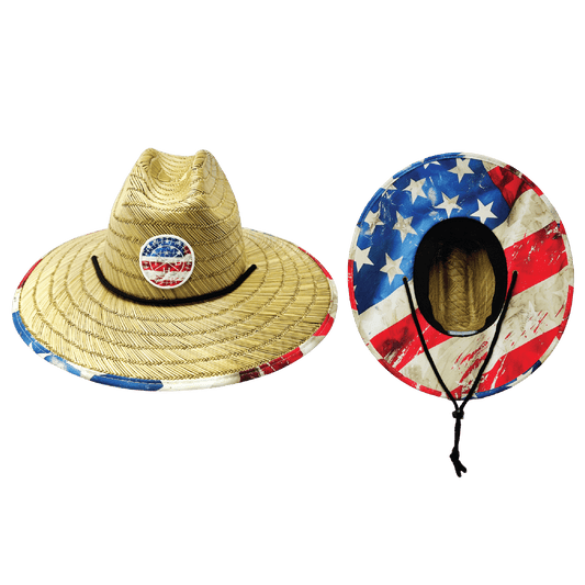 THB Straw - Sun Hat - Vintage Flag