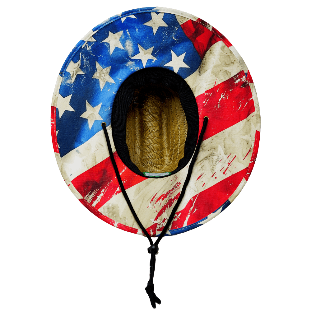 THB Straw - Sun Hat - Vintage Flag