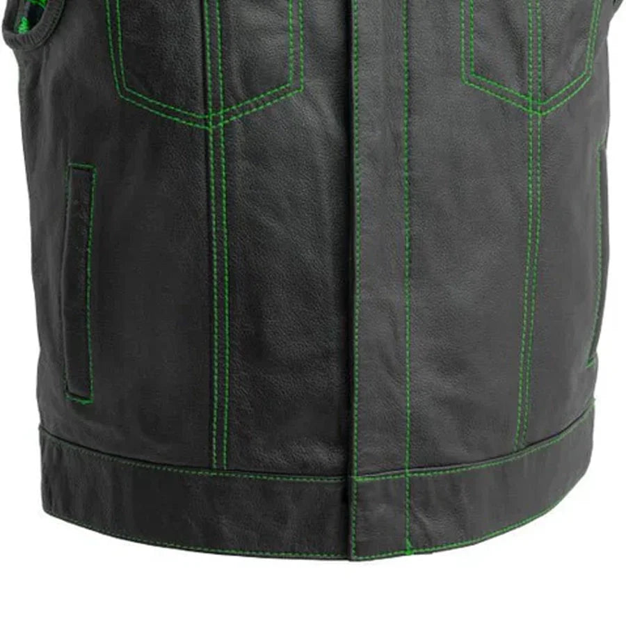 The Club Cut Men's Motorcycle Leather Vest, Multiple Color Options