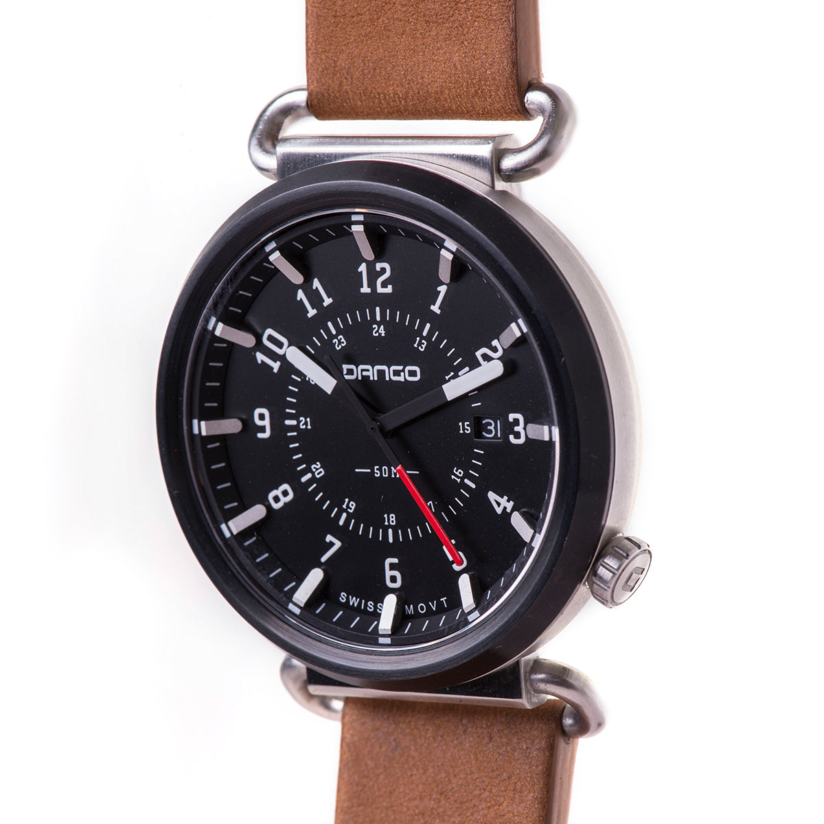 TK-01 - Trek Watch with Italian Leather Strap - Whiskey Brown