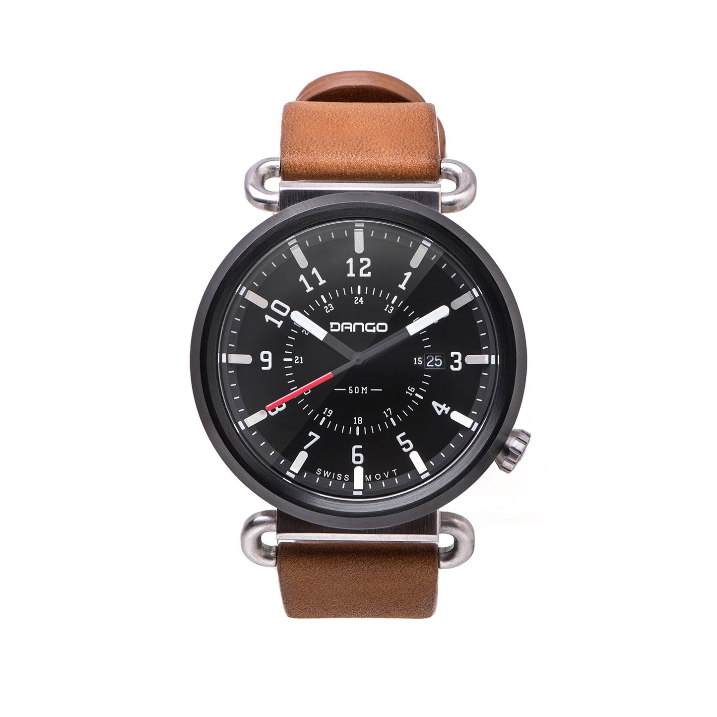 TK-01 - Trek Watch with Italian Leather Strap - Whiskey Brown