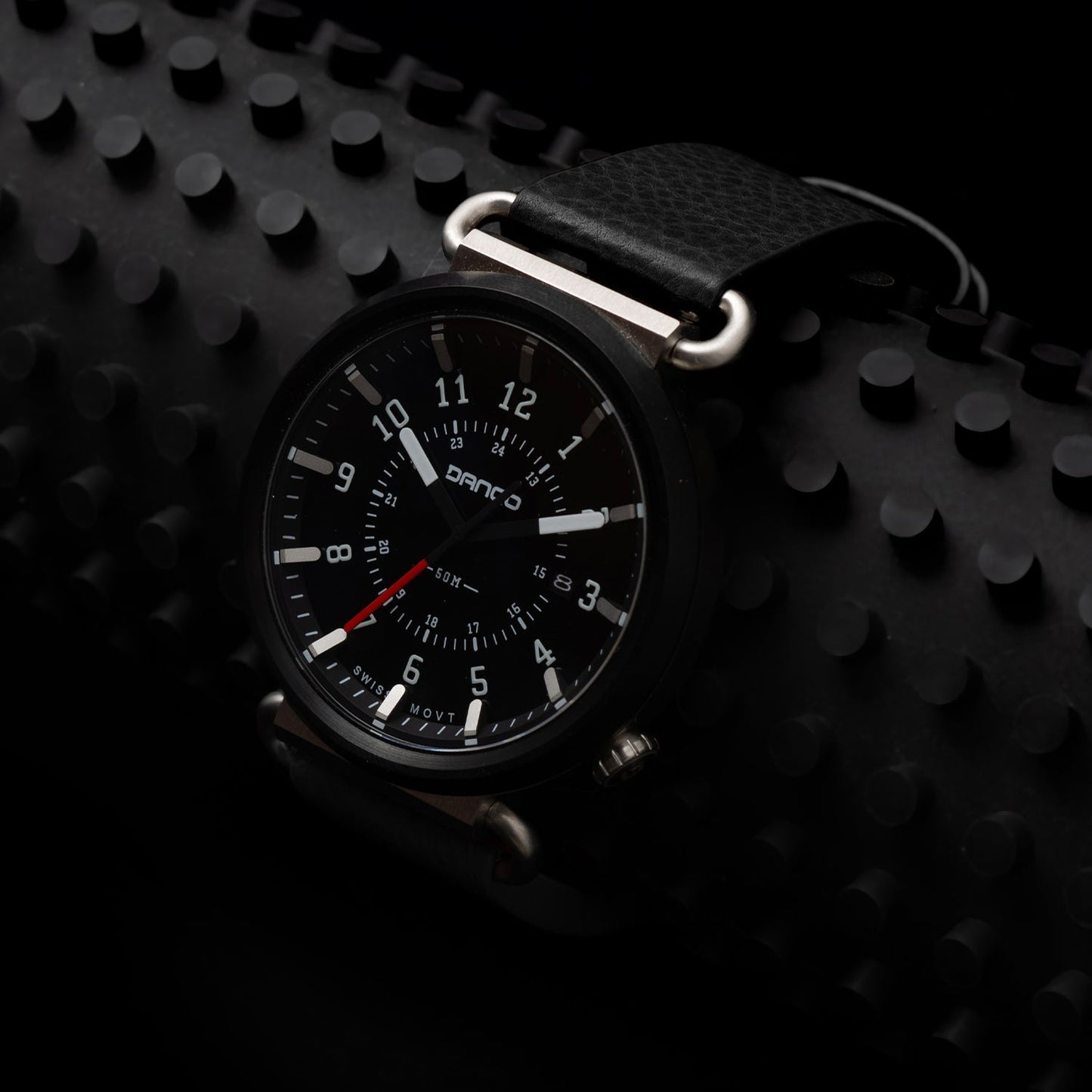 TK-01 - Trek Watch with Italian Leather Strap - Jet Black