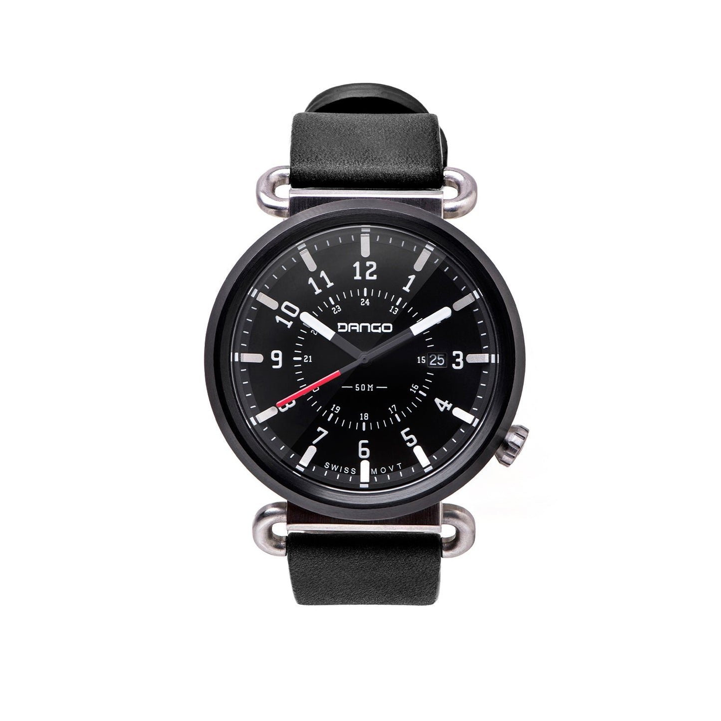 TK-01 - Trek Watch with Italian Leather Strap - Jet Black